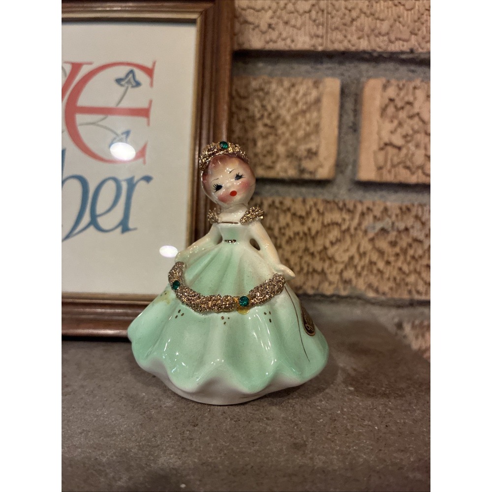Rare Vintage Josef Originals "Miss May" Tilt Head Figurine 24 Karat Gold Trim